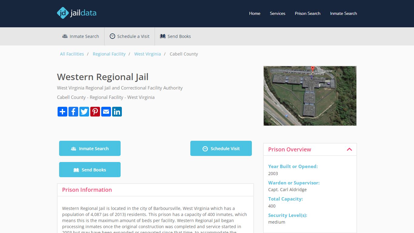 Western Regional Jail Inmate Search and Prisoner Info - Barboursville, WV